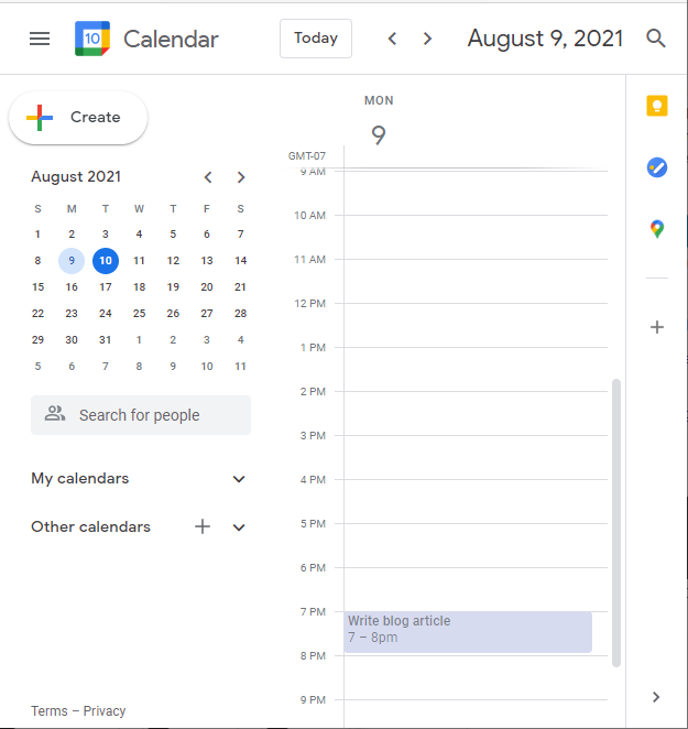 Google calendar schedule